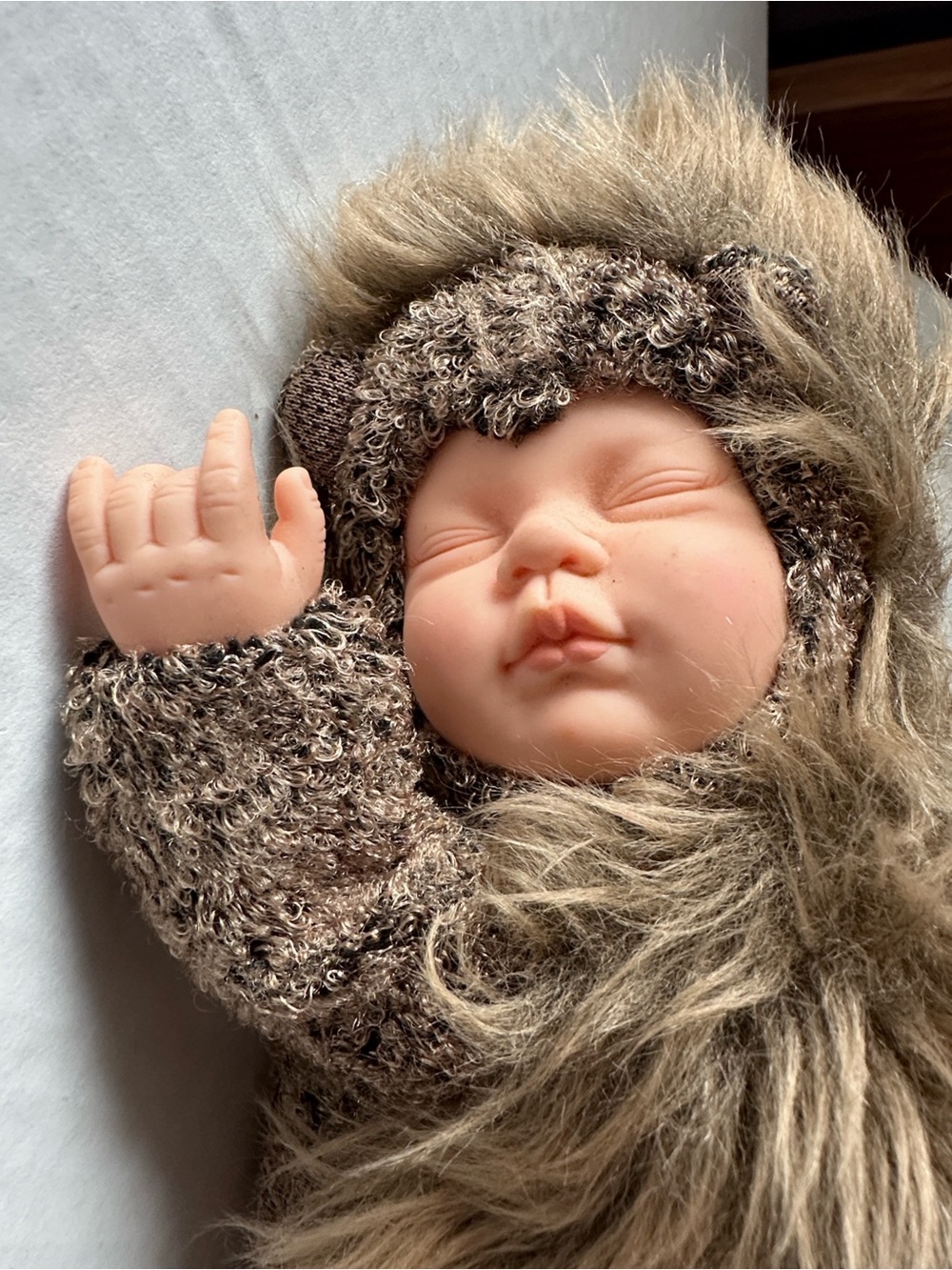 Anne Geddes Sleeping Hedgehog Baby doll in Plush Vinyl Collectible Vintage 1997